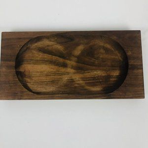 Mid Century Serving Tray Ernest John Walnut Enamel Condiment Relish Cheese 10x5"